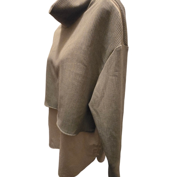 Zara Two-Tone Cowl Neck Sweater - Tan and Cream - Picture 4 of 6